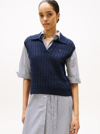 An image of the Tommy Hilfiger Cable Knit Polo Vest