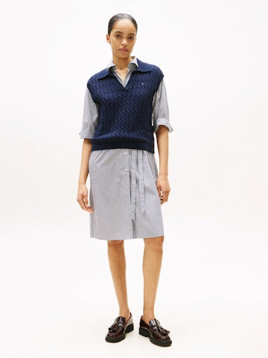 An image of the Tommy Hilfiger Cable Knit Polo Vest