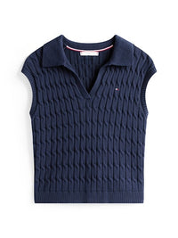 An image of the Tommy Hilfiger Cable Knit Polo Vest