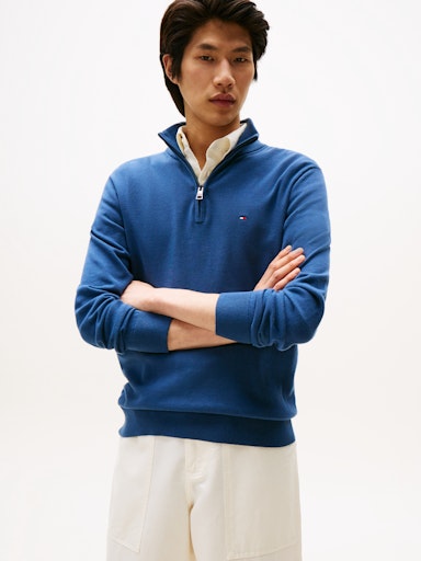 An image of the Tommy Hilfiger Essential Cotton Zip Jumper