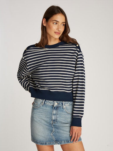 An image of the Tommy Hilfiger Gold Button Boat-Neck Sweatshirt