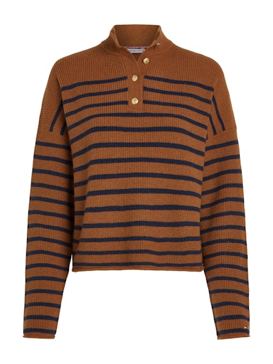 An image of the Tommy Hilfiger Gold Button Polo Sweater