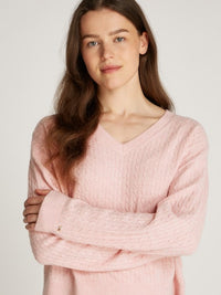 An image of the Tommy Hilfiger Mini Cable V-Neck Sweater