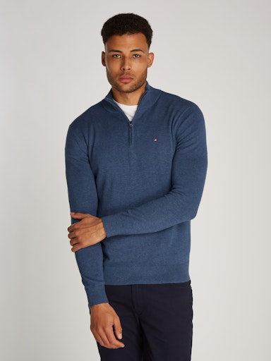 An image of the Tommy Hilfiger Essential Cotton Zip Jumper