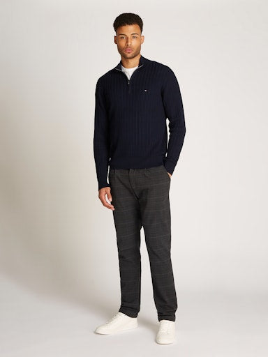 An image of the Tommy Hilfiger Herringbone Knit Half-Zip Jumper