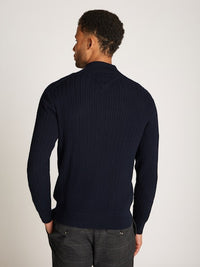 An image of the Tommy Hilfiger Herringbone Knit Half-Zip Jumper