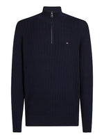 An image of the Tommy Hilfiger Herringbone Knit Half-Zip Jumper