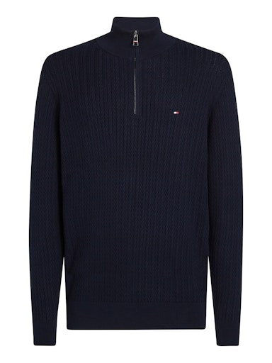 An image of the Tommy Hilfiger Herringbone Knit Half-Zip Jumper