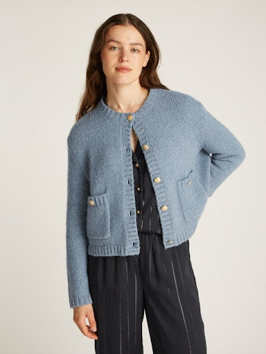 An image of the Tommy Hilfiger Textured Gold Button Cardigan