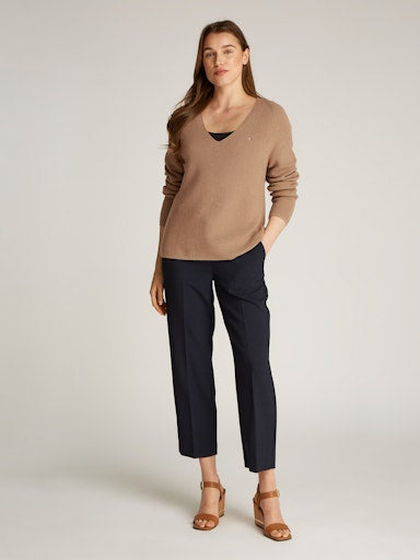 An image of the Tommy Hilfiger Cable Knit V-Neck Jumper