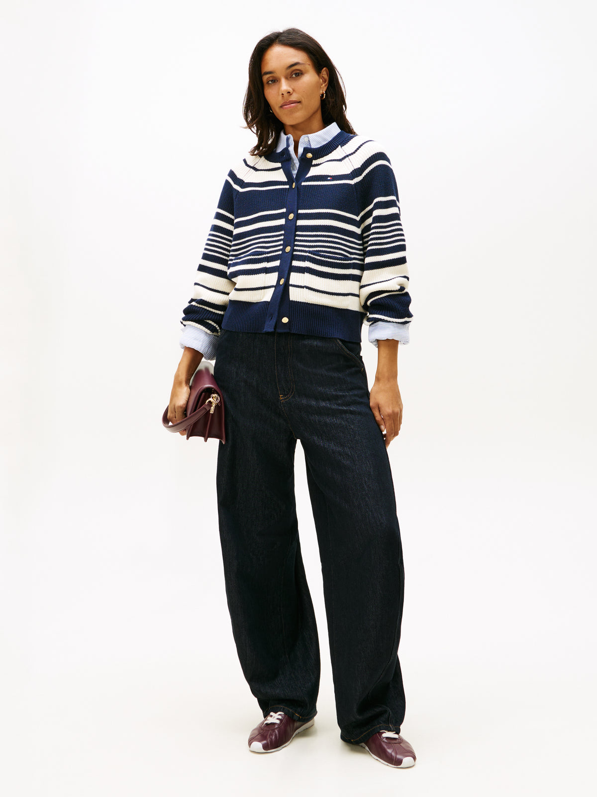 An image of the Tommy Hilfiger Gold-Tone Button Relaxed Cardigan