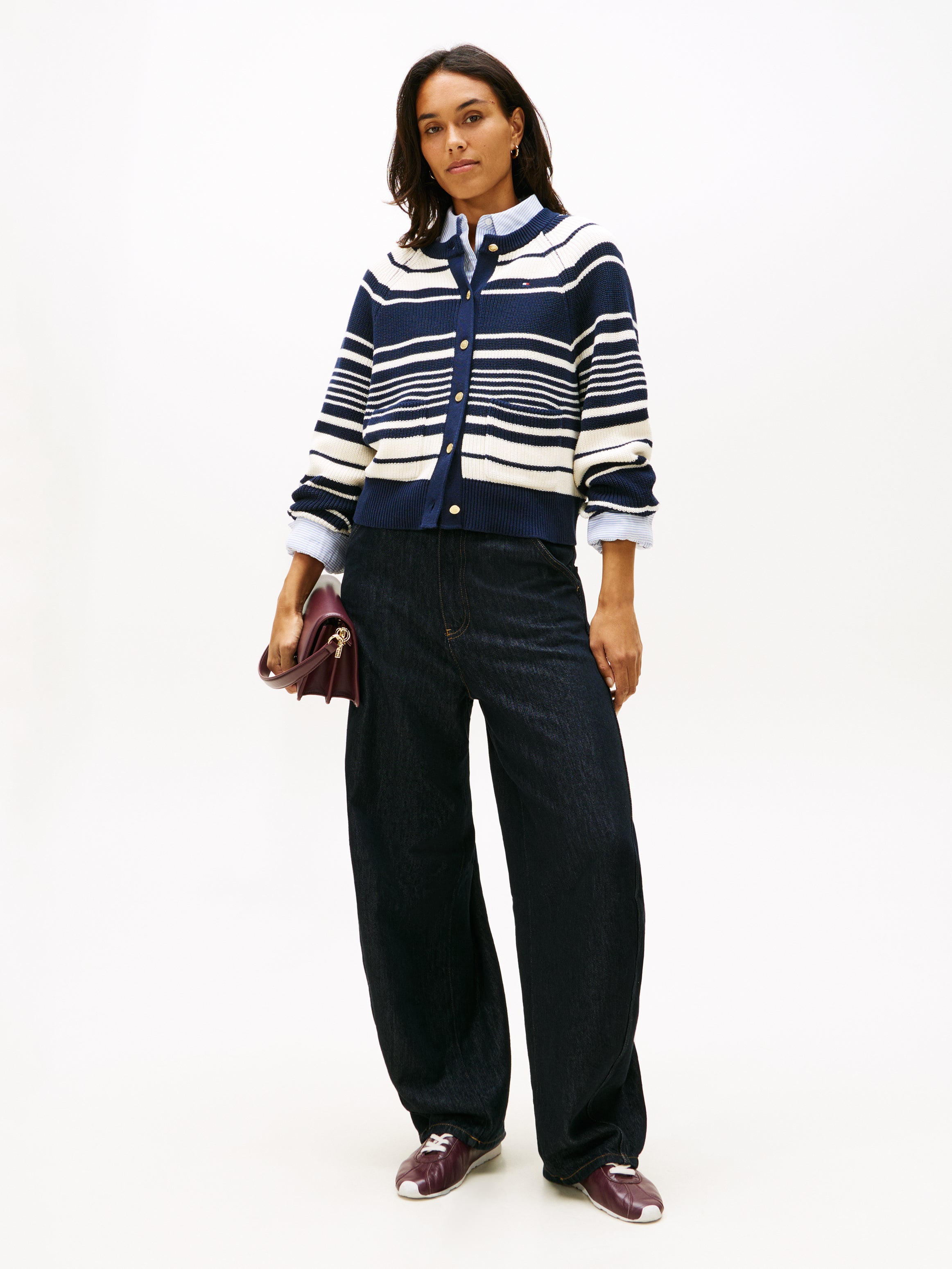 An image of the Tommy Hilfiger Gold-Tone Button Relaxed Cardigan