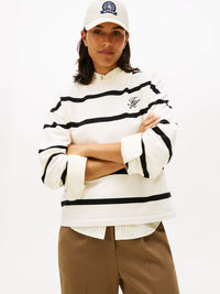 An image of the Tommy Hilfiger Logo Embroidery Terry Crew Neck Sweatshirt
