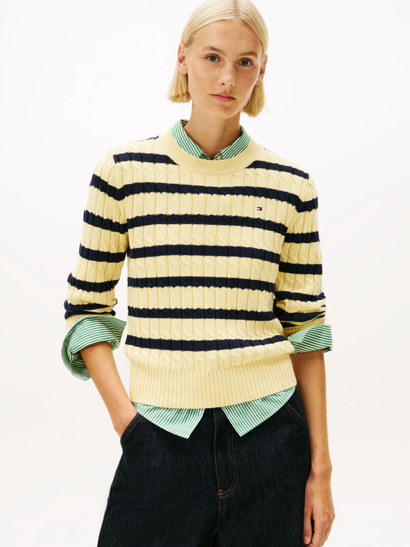 An image of the Tommy Hilfiger Cable Knit Crew Neck Jumper
