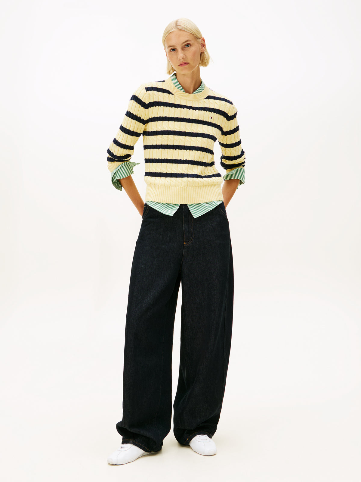 An image of the Tommy Hilfiger Cable Knit Crew Neck Jumper