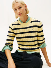 An image of the Tommy Hilfiger Cable Knit Crew Neck Jumper