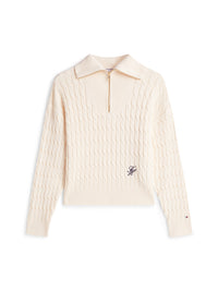 An image of the Tommy Hilfiger Relaxed Cable Knit Half-Zip Jumper