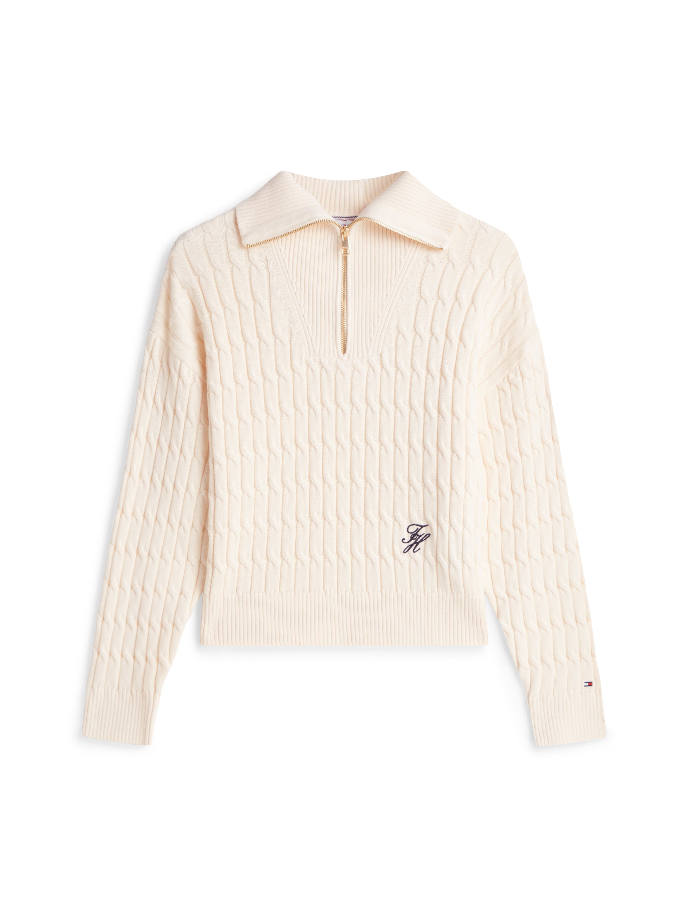 An image of the Tommy Hilfiger Relaxed Cable Knit Half-Zip Jumper