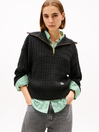 An image of the Tommy Hilfiger Relaxed Cable Knit Half-Zip Jumper