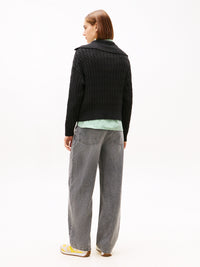 An image of the Tommy Hilfiger Relaxed Cable Knit Half-Zip Jumper