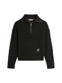 An image of the Tommy Hilfiger Relaxed Cable Knit Half-Zip Jumper
