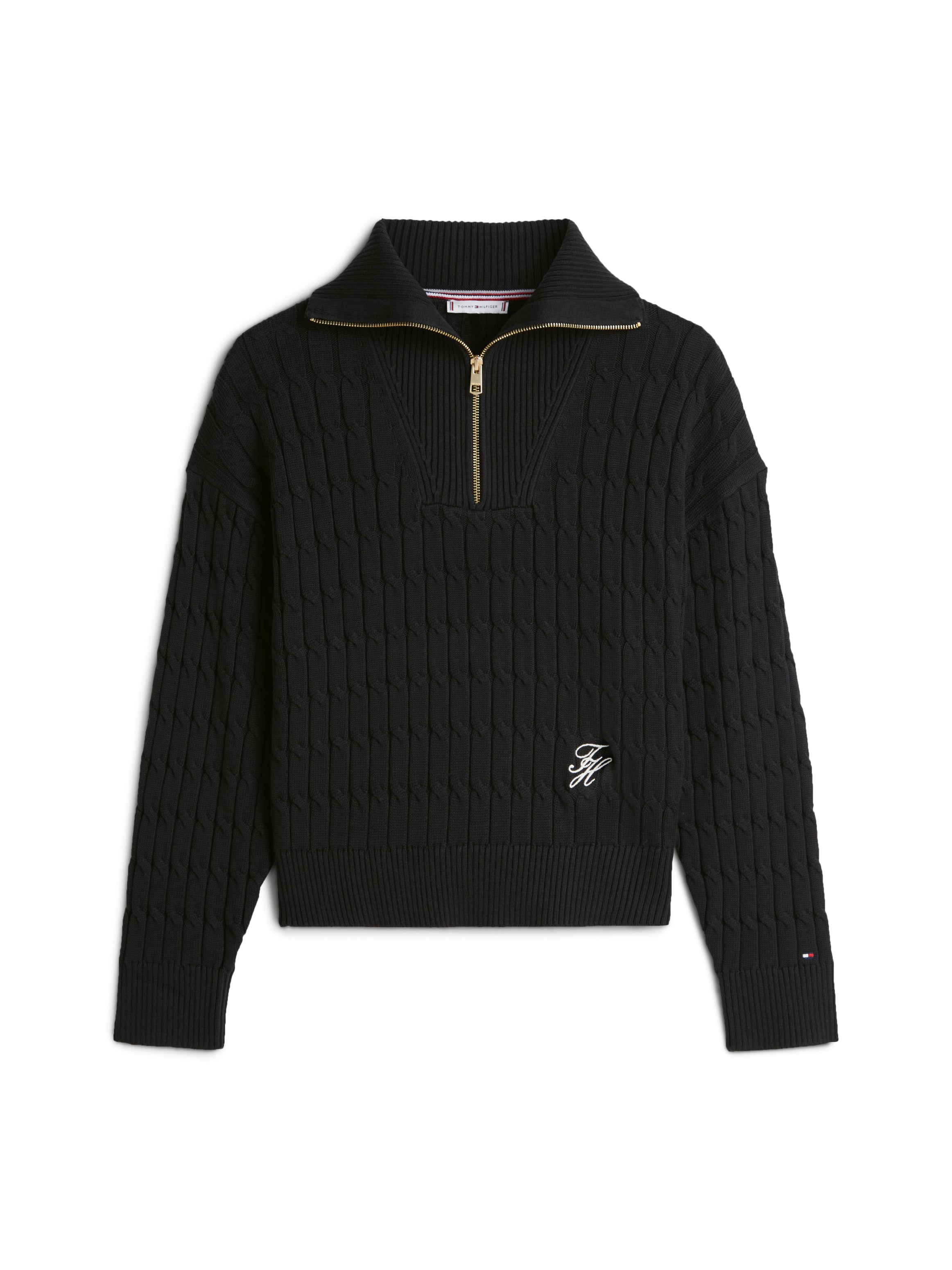 An image of the Tommy Hilfiger Relaxed Cable Knit Half-Zip Jumper