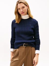 An image of the Tommy Hilfiger Cable Knit Crew Neck Jumper