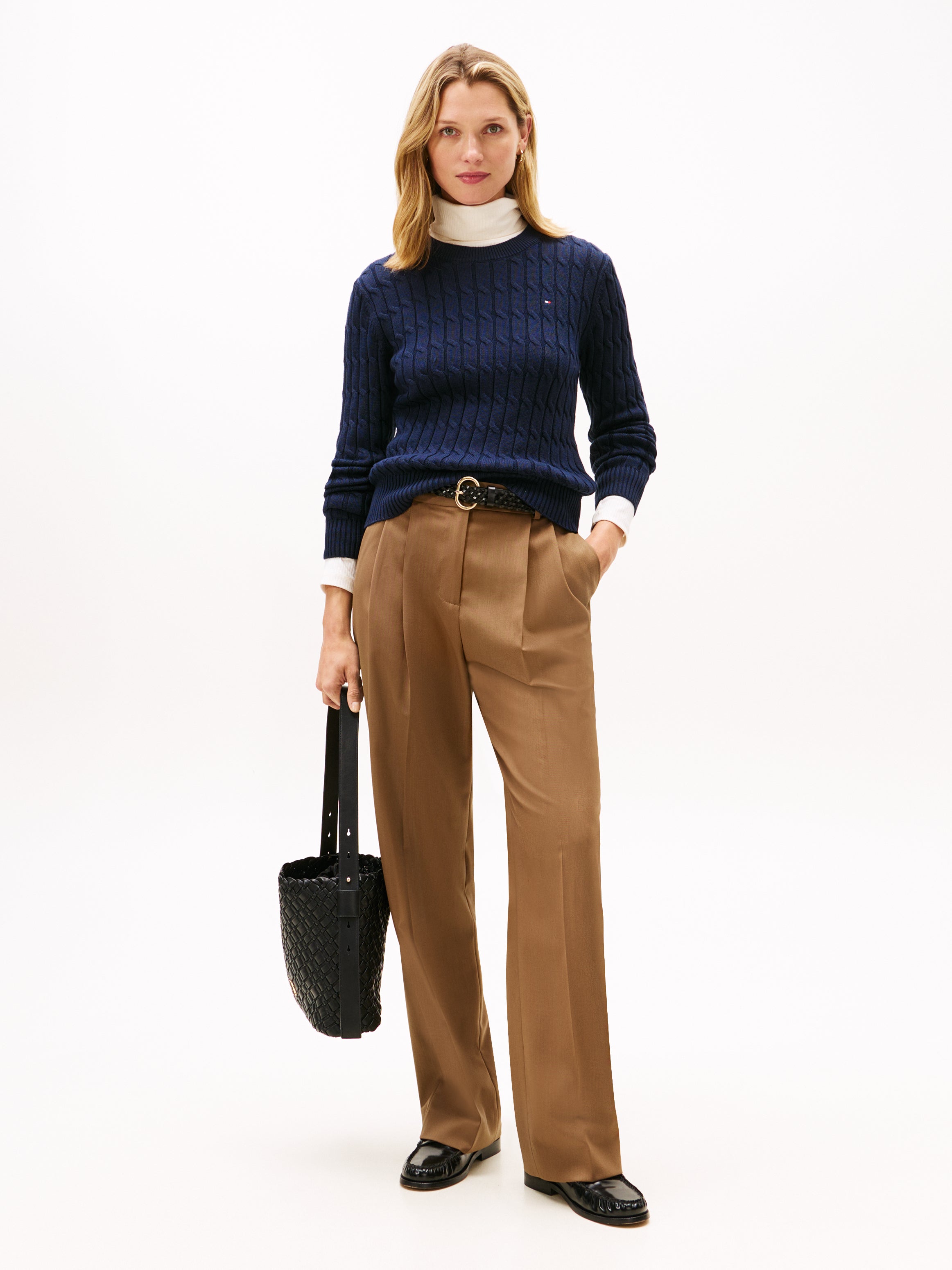 An image of the Tommy Hilfiger Cable Knit Crew Neck Jumper