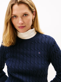 An image of the Tommy Hilfiger Cable Knit Crew Neck Jumper