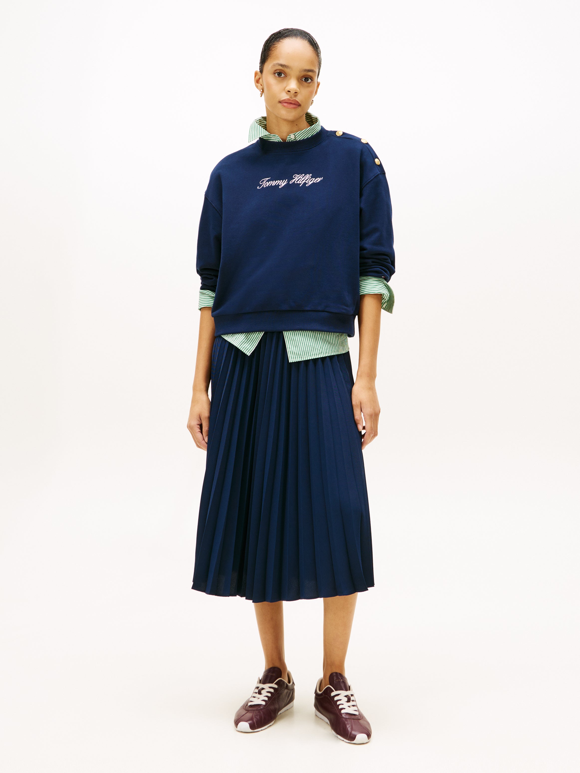 An image of the Tommy Hilfiger Gold Btn Script Terry Sweatshirt