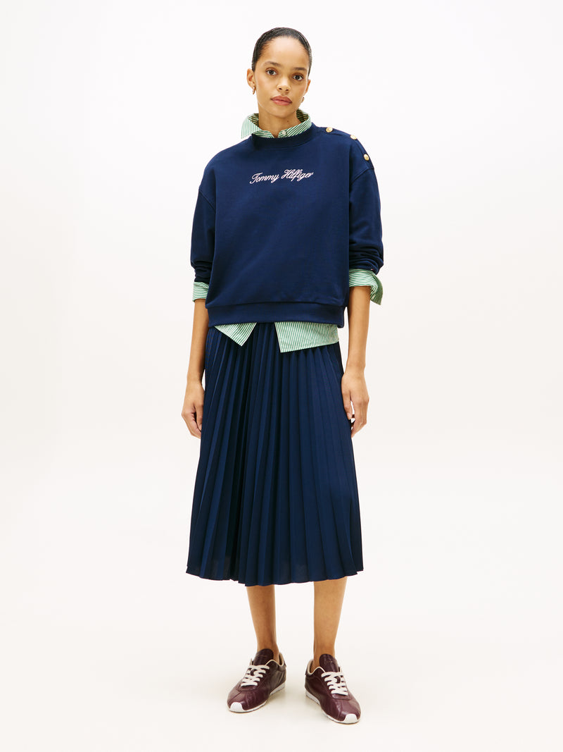 An image of the Tommy Hilfiger Gold Btn Script Terry Sweatshirt