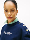 An image of the Tommy Hilfiger Gold Btn Script Terry Sweatshirt
