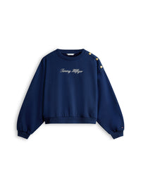 An image of the Tommy Hilfiger Gold Btn Script Terry Sweatshirt