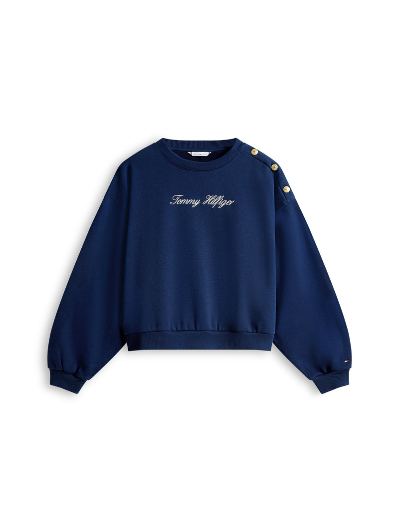 An image of the Tommy Hilfiger Gold Btn Script Terry Sweatshirt