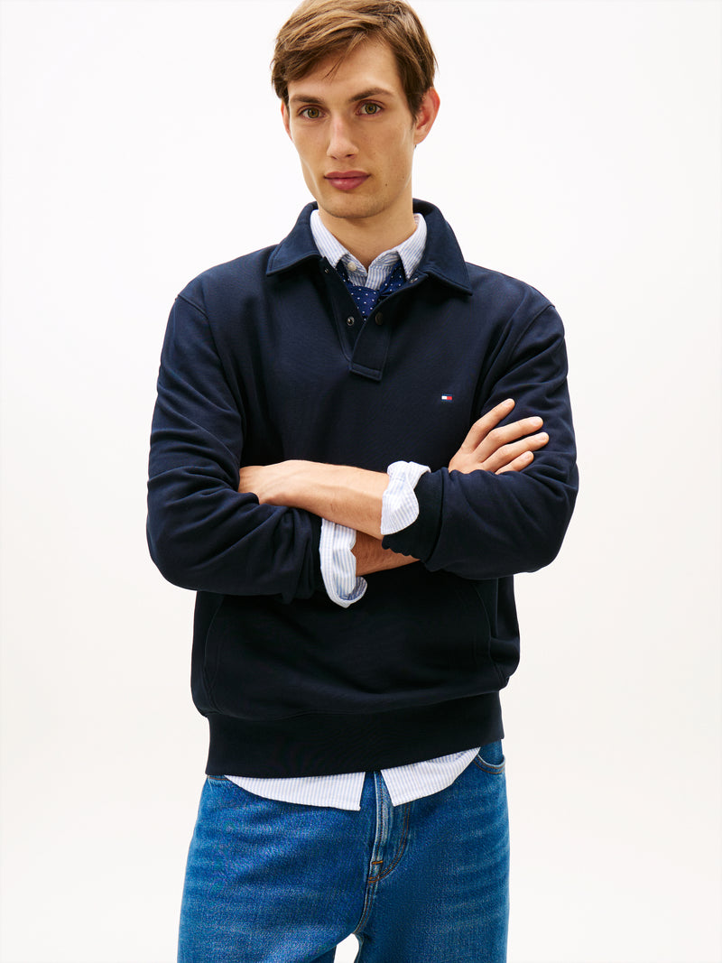 An image of the Tommy Hilfiger Essential Terry Polo Snap Sweat