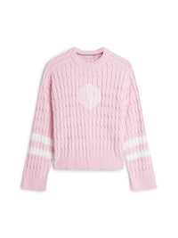 An image of the Tommy Hilfiger Logo Embroidery Relaxed Cable Knit Jumper