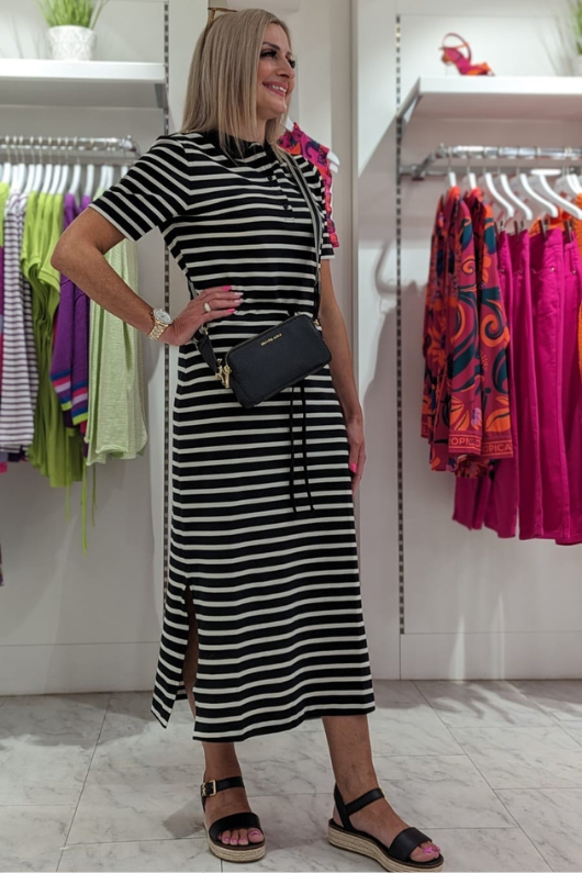 An image of the Tommy Hilfiger Breton Stripe Midi Polo Dress