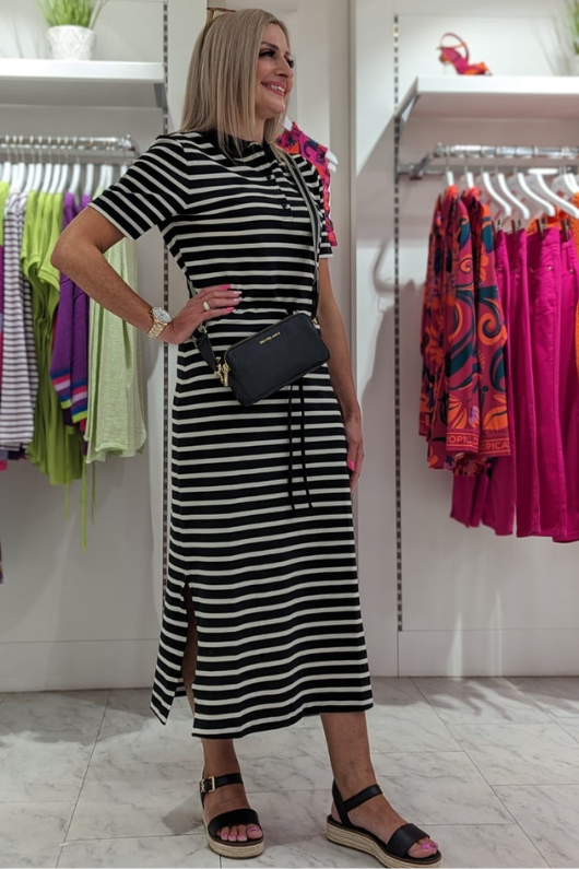 Breton Stripe Midi Polo Dress