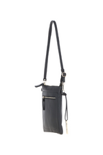Ashwood Leather Leather Handbag. A crossbody handbag ideal for holding a smartphone. This bag features an adjustable shoulder strap, zip closures, and is in the colour black.