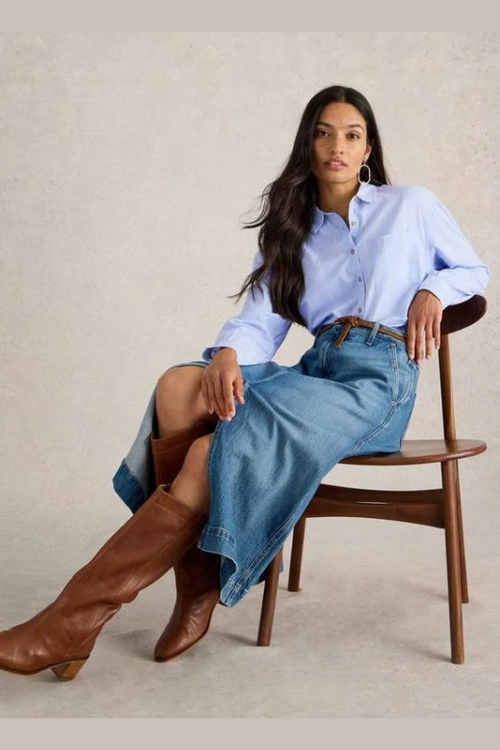 An image of the White Stuff Laurel Longline Cotton Shirt