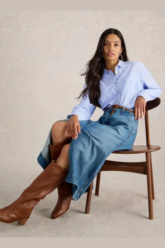 An image of the White Stuff Laurel Longline Cotton Shirt