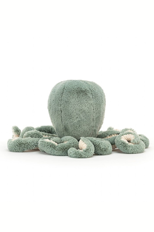 Jellycat Odyssey Octopus. A soft toy octopus with blue fur, smiling face, and long springy arms.
