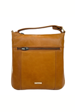 Nova Handbag. A stylish, timeless crossbody bag made with leather, in the colour honey.