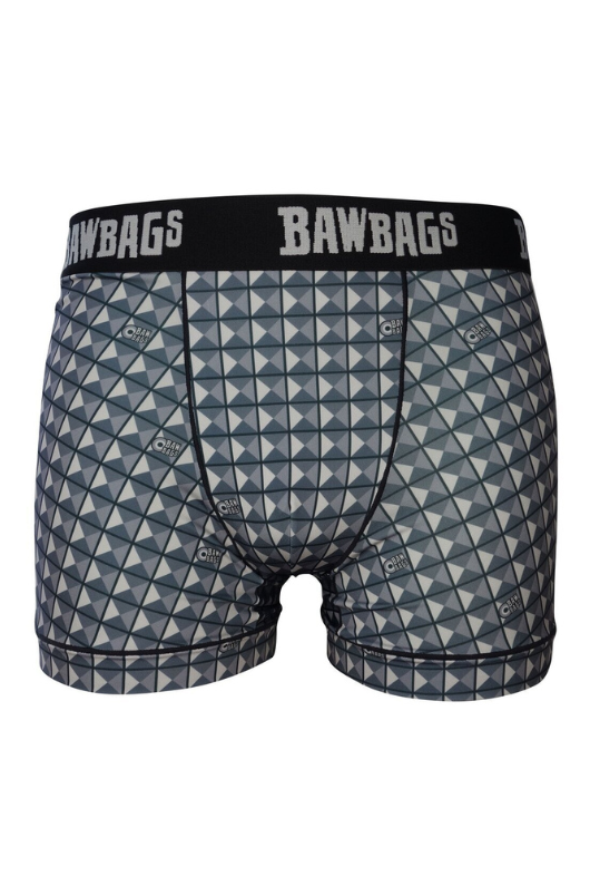 An image of the Bawbags Cool De Sacs Studs Technical Boxer Shorts in the colour Grey.