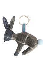 Earth Squared Rabbit Keyring. A rabbit shaped keyring made with tweed material in the style Humbie.