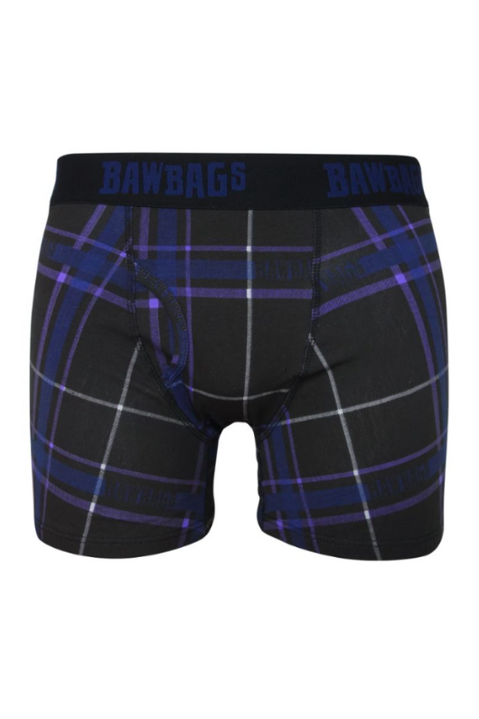 An image of the Bawbags Dark Tartan Boxer