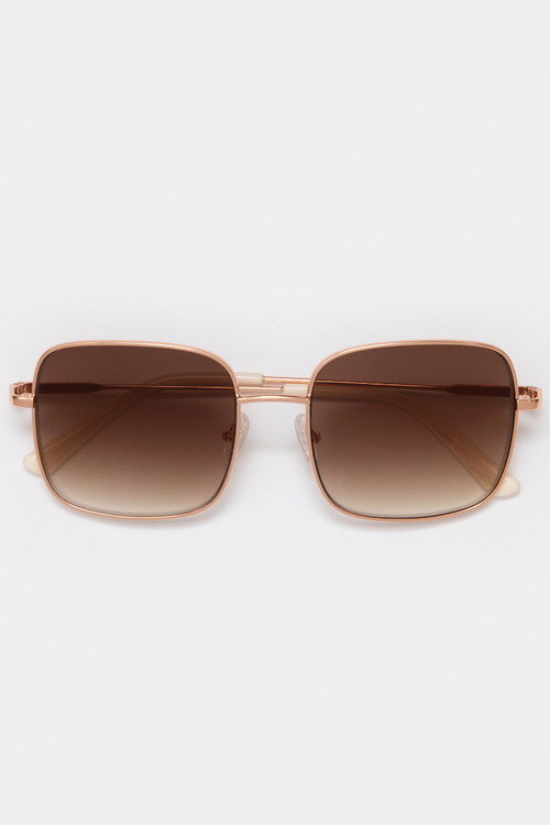 GLAS Wilma Sunglasses. A pair of rose gold sunglasses with square frames.