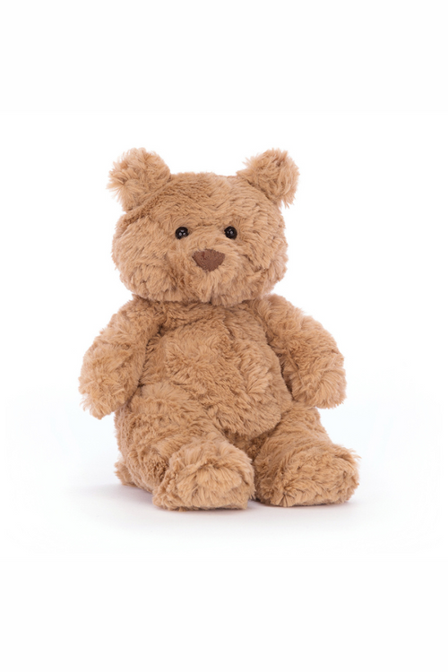 Jellycat Bartholomew Bear. A cuddly soft toy bear with brown fur.