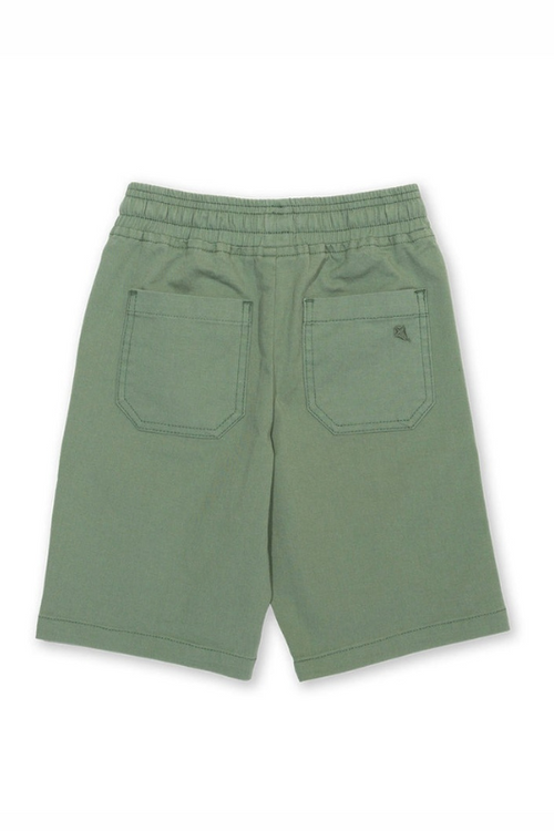Kite Shorts Sage. A pair of sage green shorts with elasticated waistband, adjustable ties and pockets.