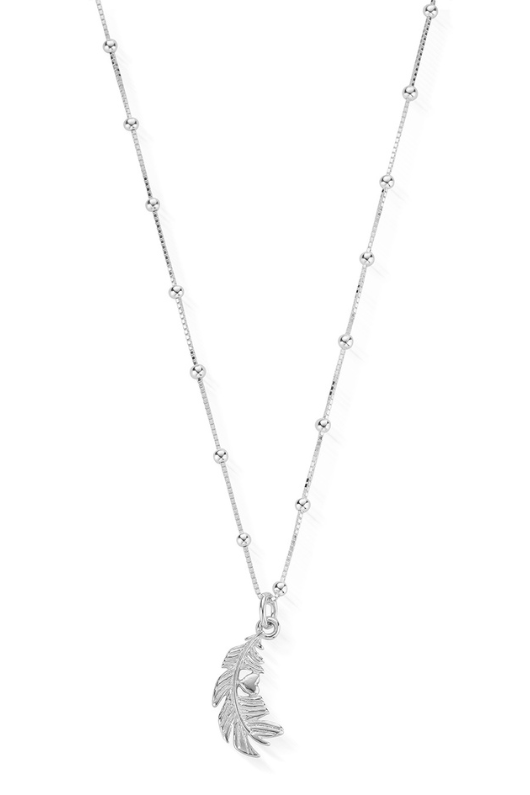 An image of the ChloBo Bobble Chain Heart in Feather Necklace